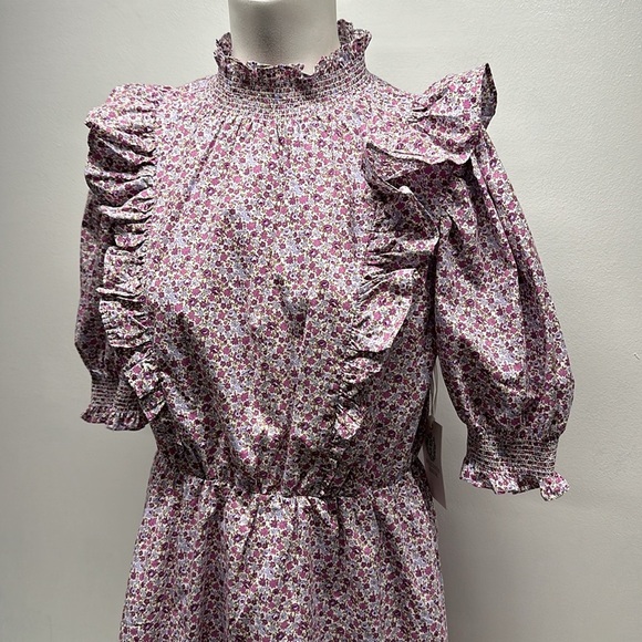Tuckernuck x Hyacinth House Mini Dress Ruffle Floral Periwinkle Purple New Small - Picture 3 of 11